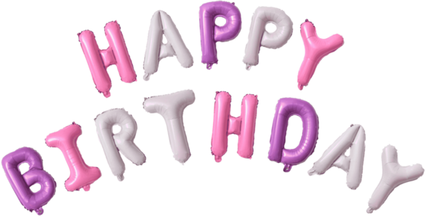 Надпись из воздушных шаров "Happy Birthday" цветная