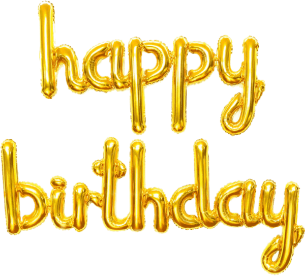 Надпись из воздушных шаров "Happy Birthday" золотая